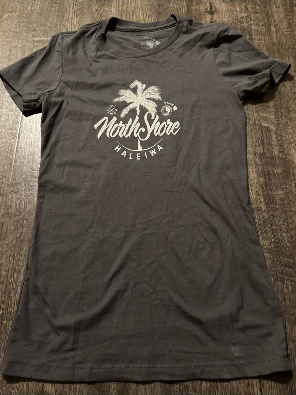 TC Surf Designs Men's S Gray North Shore Haleiwa Logo Graphic Print T-Shirt